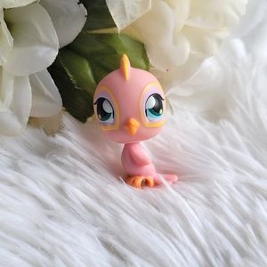 Littlest Pet Shop LPS #12 Pink Yellow Parakeet Bird Blue Eyes